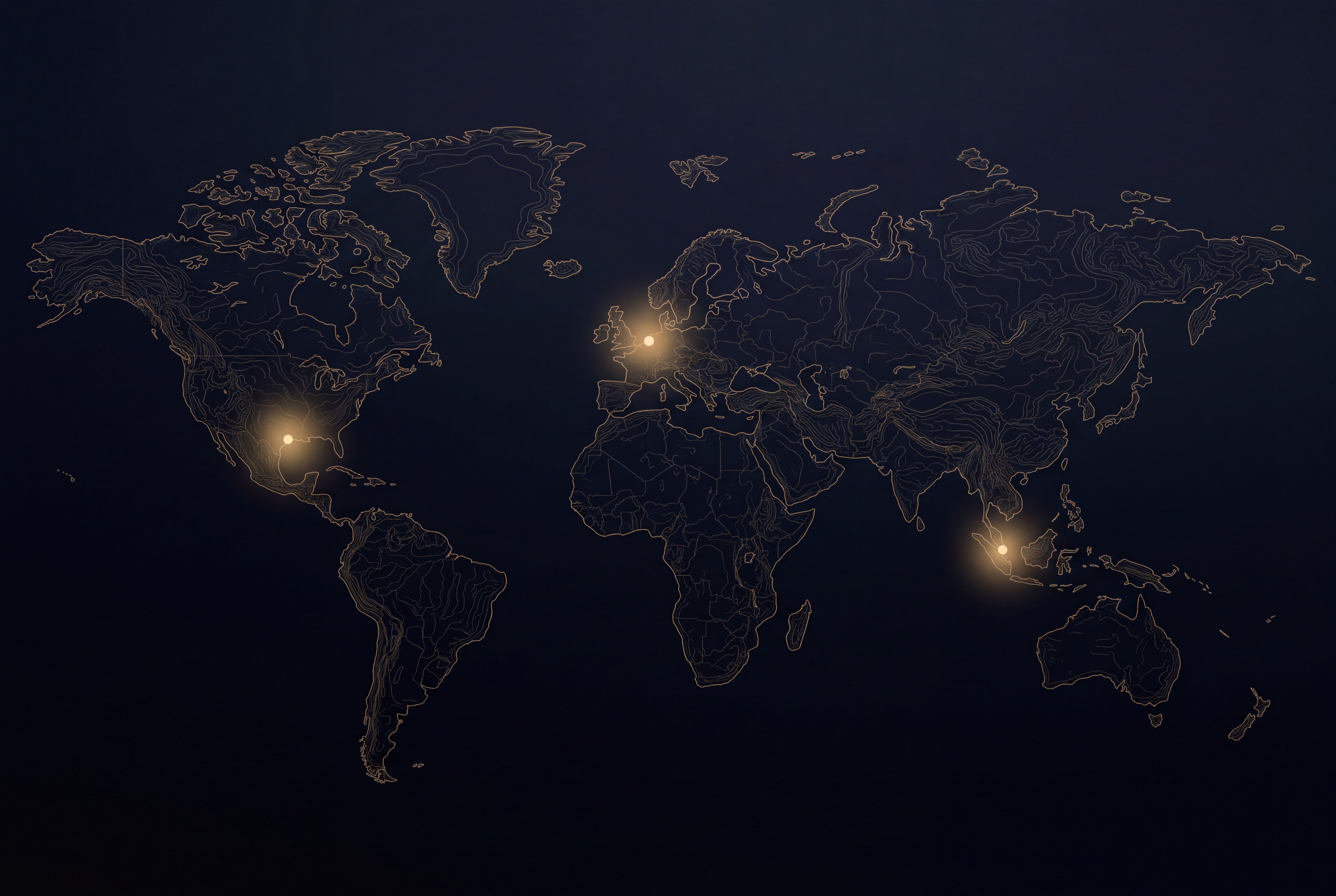Stylised world map rendered as glowing blue dots, representing the ElionMT global logistics network